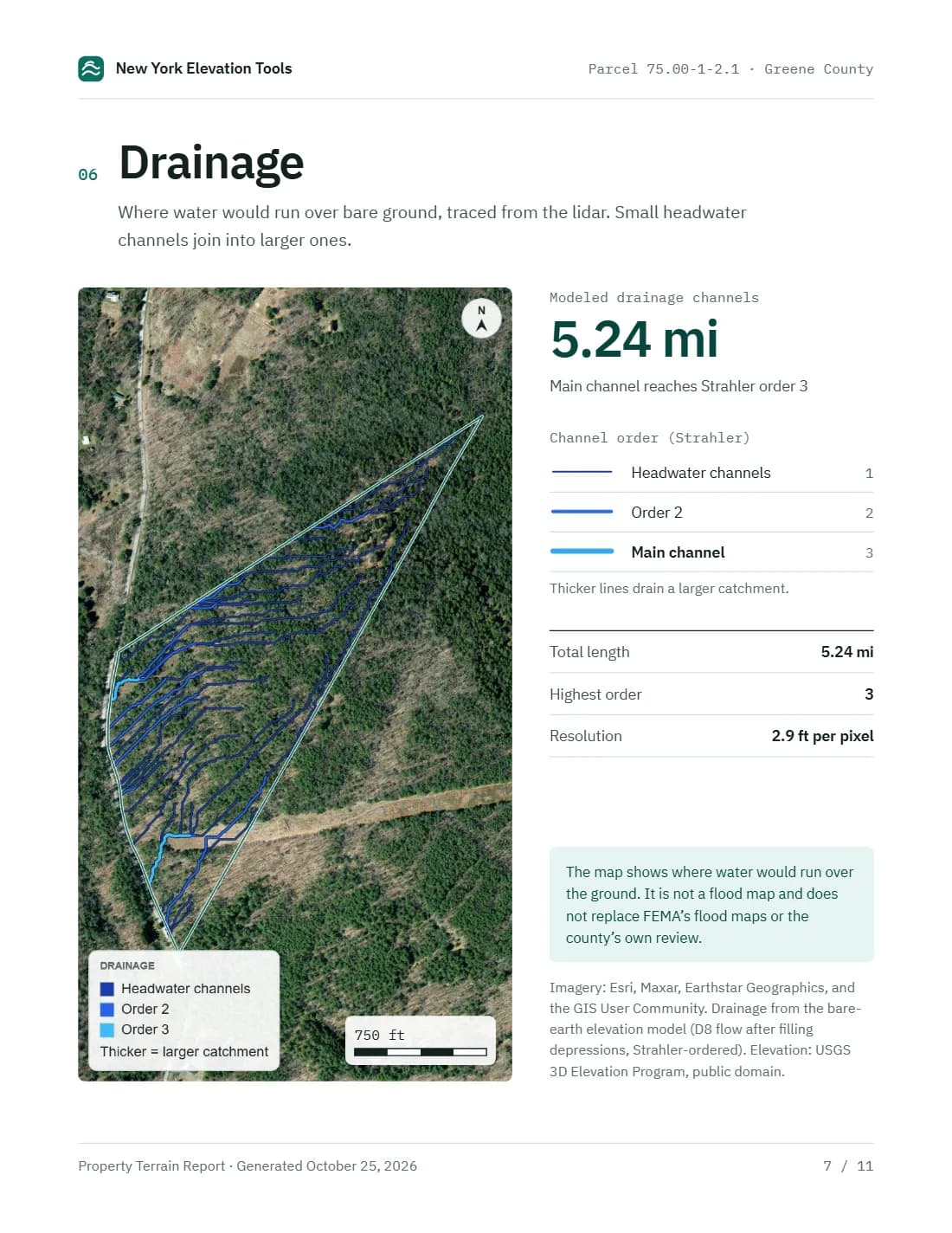 Page 7 of the sample report: Drainage